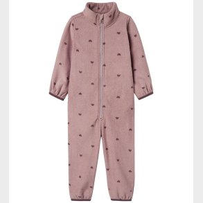 Name It Fleecedragt - NmnSpektra - Woodrose m. Hjerter