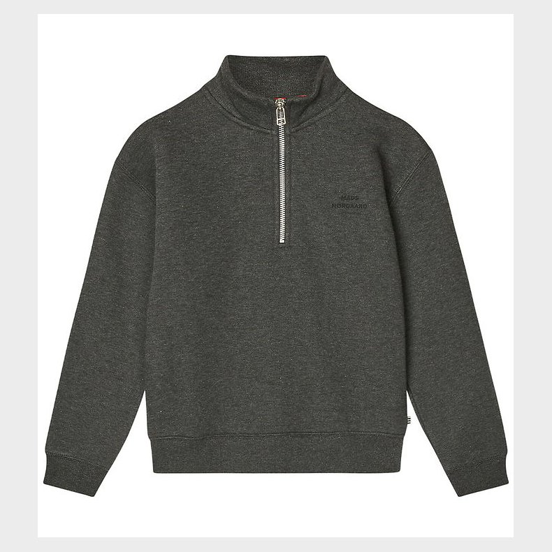 Mads Nrgaard Sweatshirt - Half Zip - Charcoal Melange