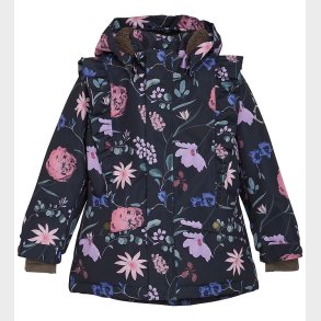 En Fant Vinterjakke - Ebony m. Blomster/Flser