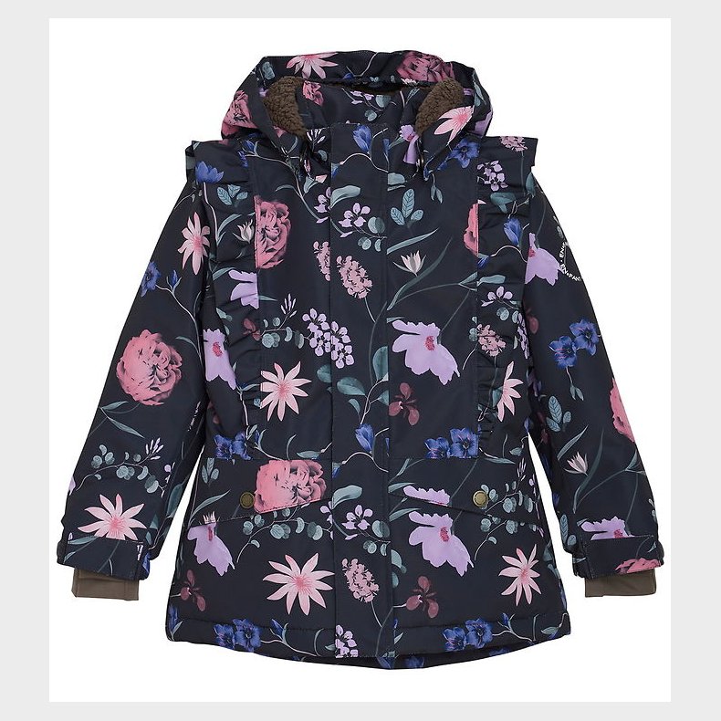 En Fant Vinterjakke - Ebony m. Blomster/Flser