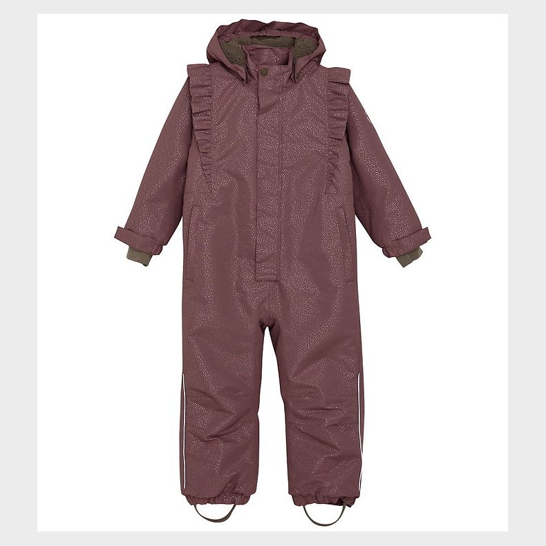 En Fant Flyverdragt m. Teddy - Frills - Rosa Taupe m. Guldprikke