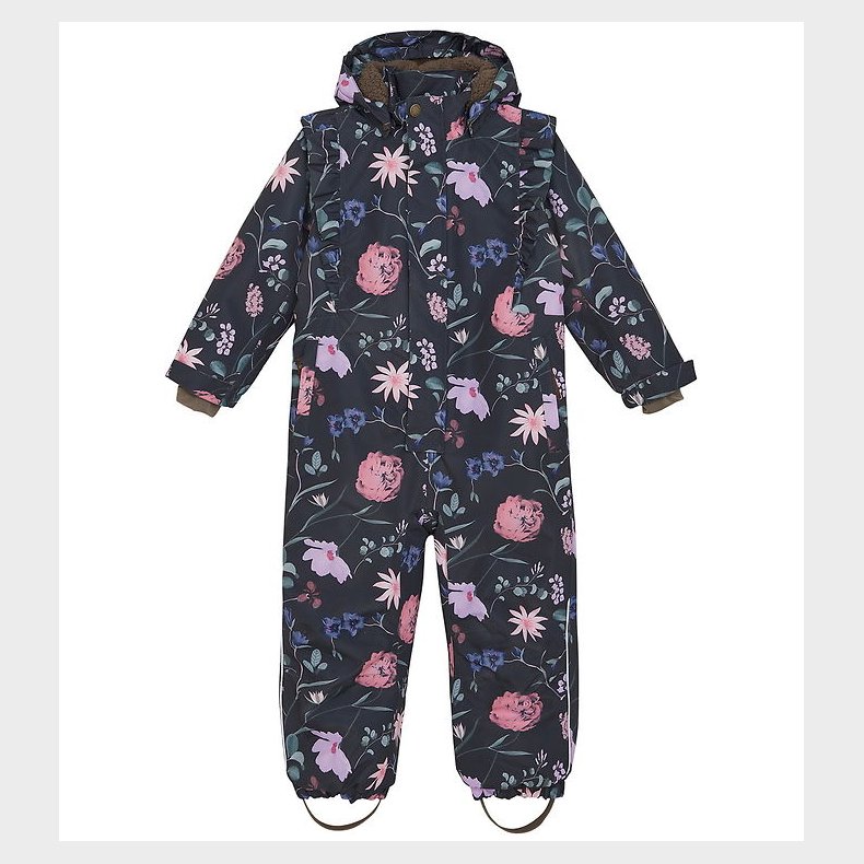 En Fant Flyverdragt - Ebony m. Blomster/Fl�ser