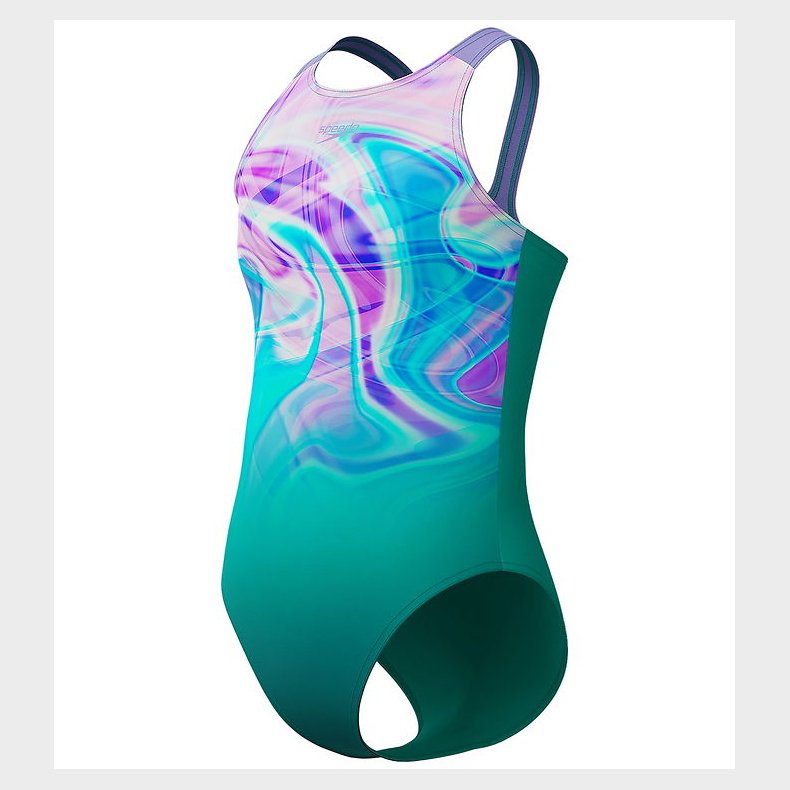 Speedo Badedragt - Printed Pulseback - Blue/Green