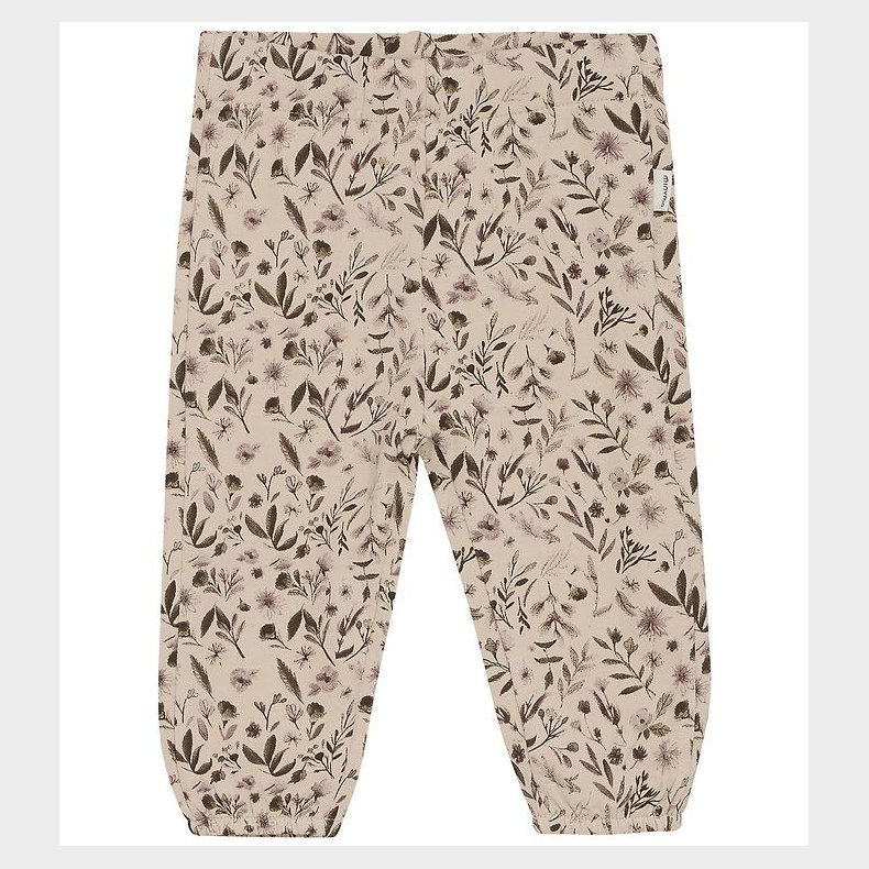 Minymo Sweatpants - Smoke Gray m. Blomster