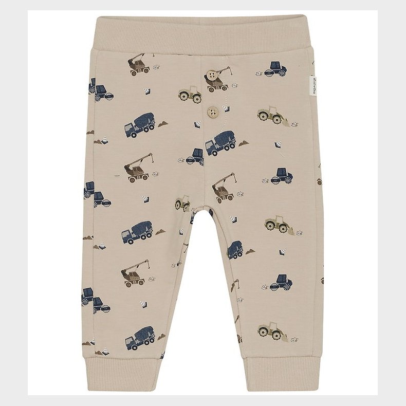 Minymo Sweatpants - Oxford Tan m. Arbejdsmaskiner