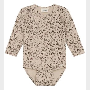 Minymo Body l/� - Sweat - Smoke Gray m. Blomster