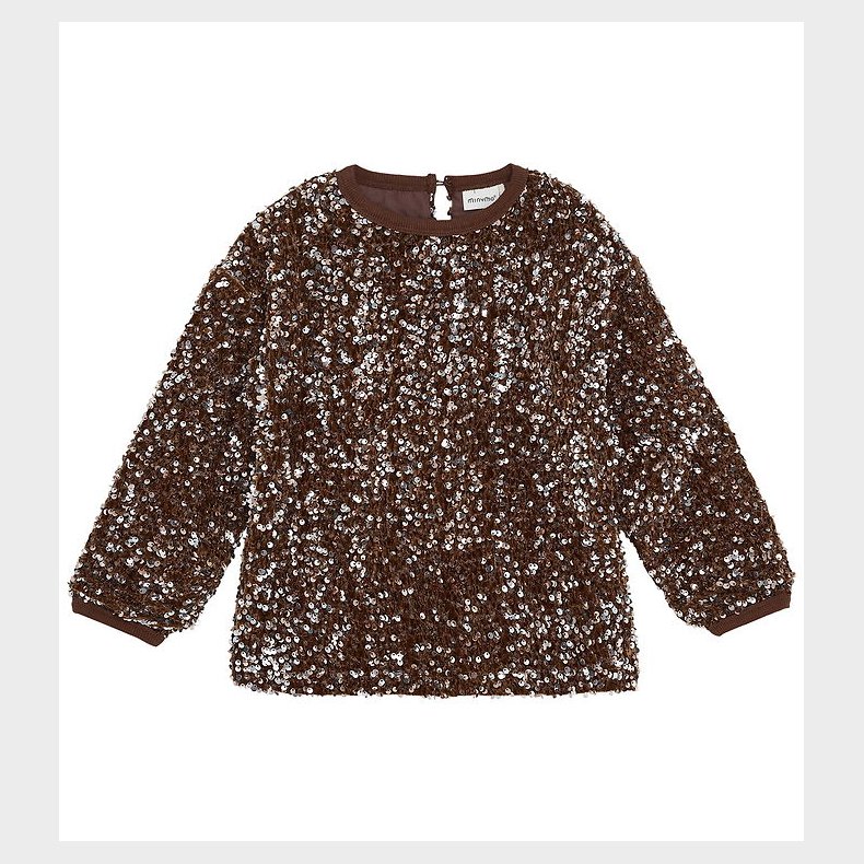 Minymo Bluse - Velour - Woodrose m. Pailletter