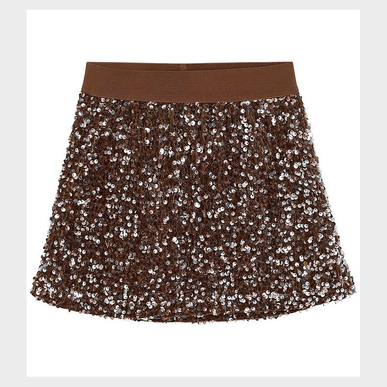 Minymo Nederdel - Velour - Woodrose m. Pailletter