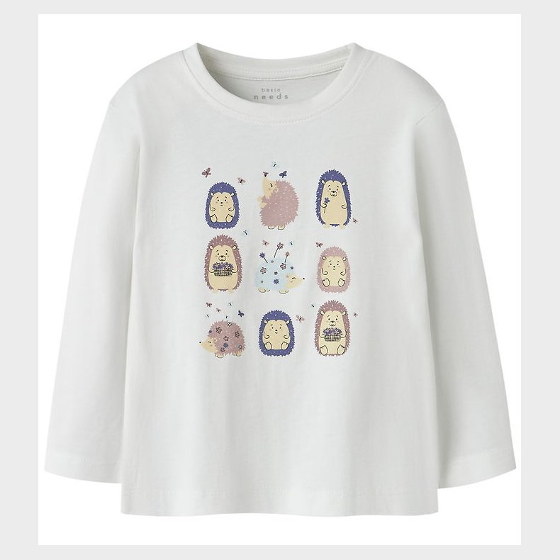 Name It Bluse - NmfVeen - Bright White/Hedgehogs