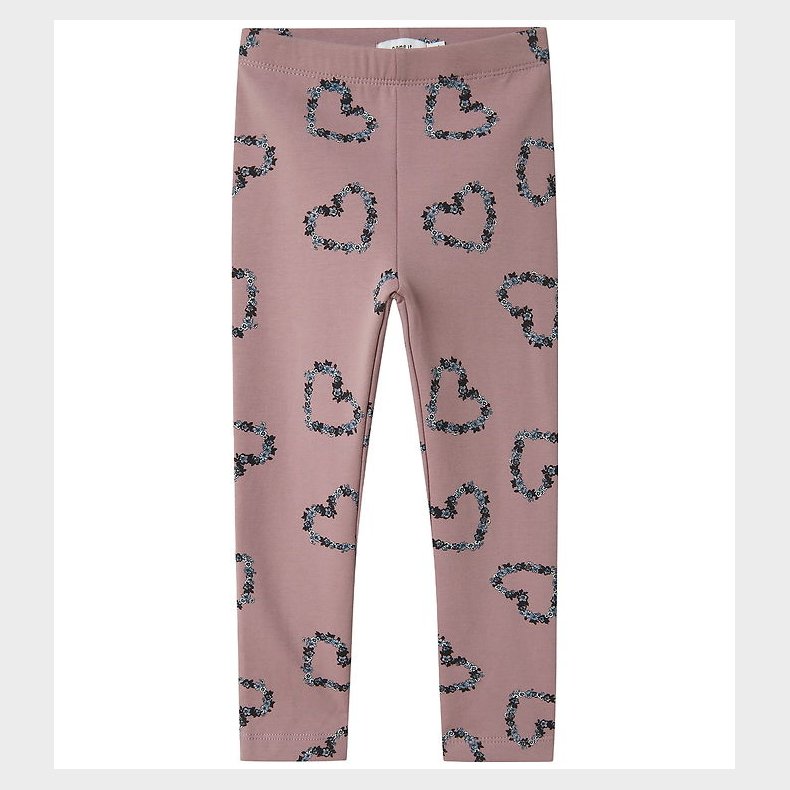 Name It Leggings m. Fleece - NmfOlukria - Toadstool m. Hjerter