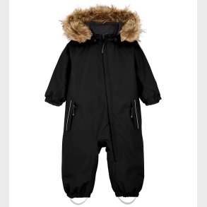 Color Kids Flyverdragt - Baby Coverall w. Fake Fur - Black