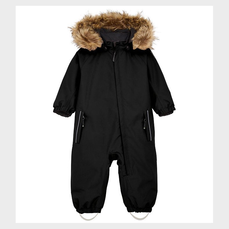 Color Kids Flyverdragt - Baby Coverall w. Fake Fur - Black