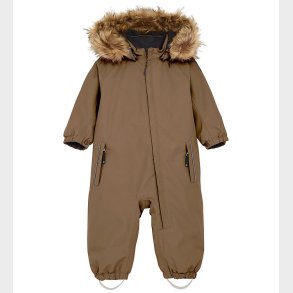 Color Kids Flyverdragt - Baby Coverall w. Fake Fur - Fossil