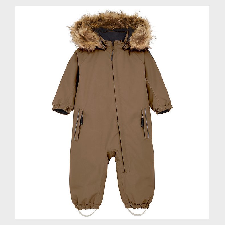 Color Kids Flyverdragt - Baby Coverall w. Fake Fur - Fossil
