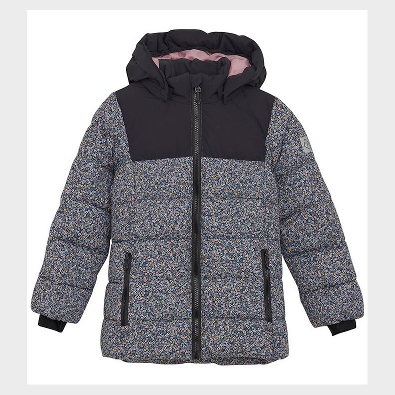 Color Kids Dynejakke - Quilt - Phantom m. Blomster