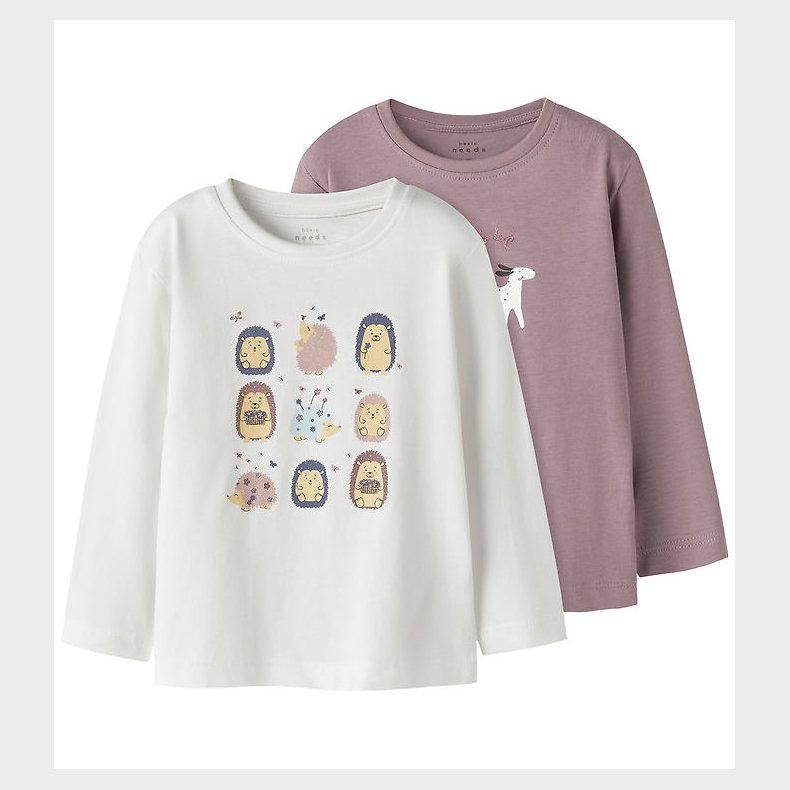 Name It Bluse - NmfVeen - 2-pak - Toadstool/Bright White/ Hedgeh
