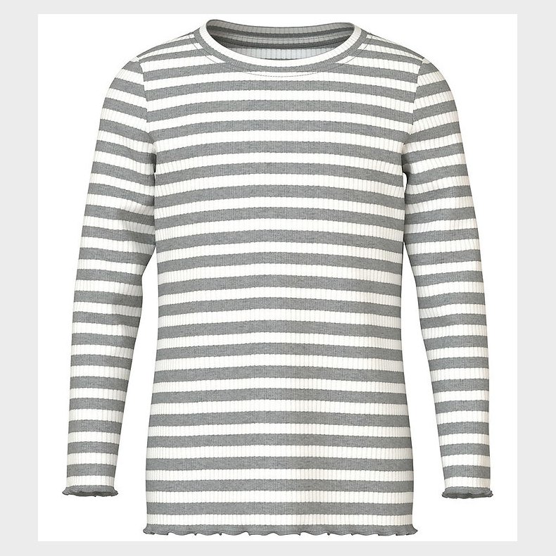 Name It Bluse - Rib - NmfVemma - Grey Melange/Cloud Dancer