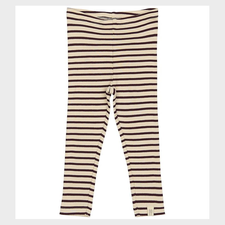 Petit Piao Leggings - Rib - Modal - Dark Grape/Off White