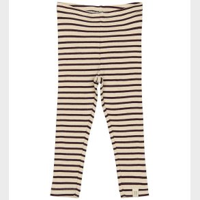 Petit Piao Leggings - Rib - Modal - Dark Grape/Off White
