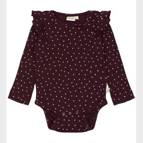 Petit Piao Body l/ - Rib - Modal - Dark Grape m. Hjerter