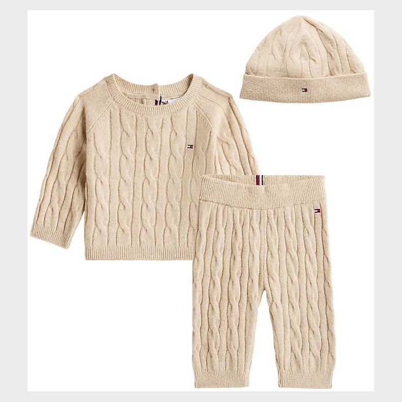 Tommy Hilfiger Gaveske - Bluse/Bukser/Hue - Strik - Malted Milk