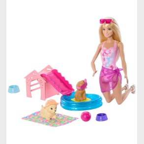 Barbie Dukkes�t - 30 cm - Puppy Pool Party Aloha Blonde