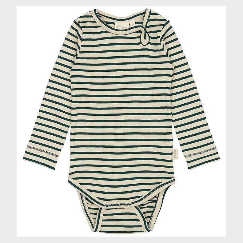 Petit Piao Body l/� - Rib - Modal - Dark Sea/Off White