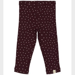 Petit Piao Leggings - Rib - Modal - Dark Grape m. Hjerter