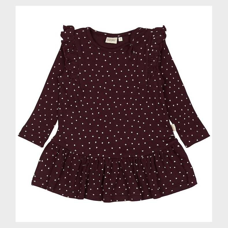 Petit Piao Kjole - Rib - Modal - Dark Grape m. Hjerter