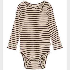 Petit Piao Body l/ - Rib - Dark Grape/Off White