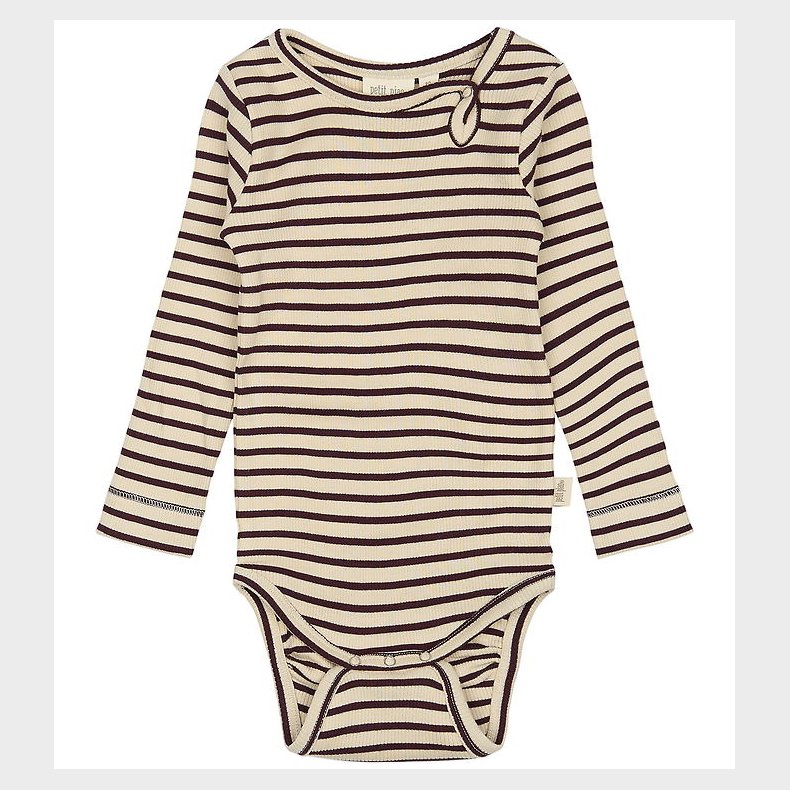 Petit Piao Body l/ - Rib - Dark Grape/Off White