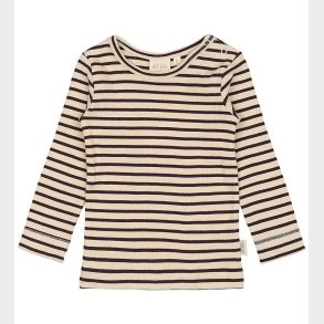 Petit Piao Bluse - Rib - Modal - Dark Grape/Off White