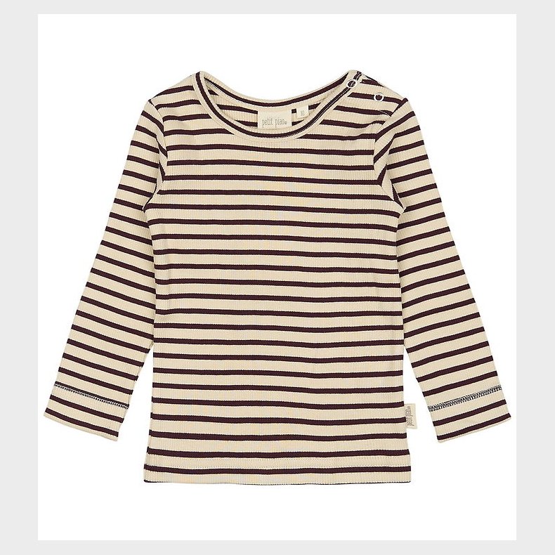 Petit Piao Bluse - Rib - Modal - Dark Grape/Off White
