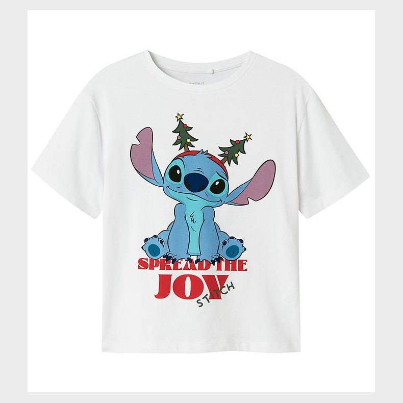 Name It T-shirt - NkfAkka - Stitch - Bright White