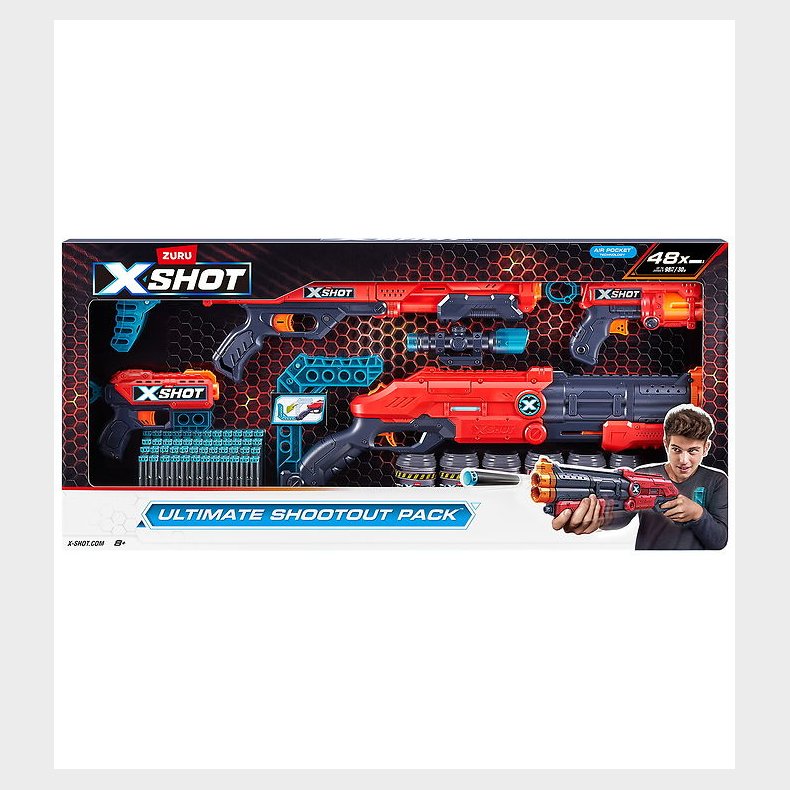 X-SHOT Skumgevrer - Ultimate Shootout pack - Rd/Bl