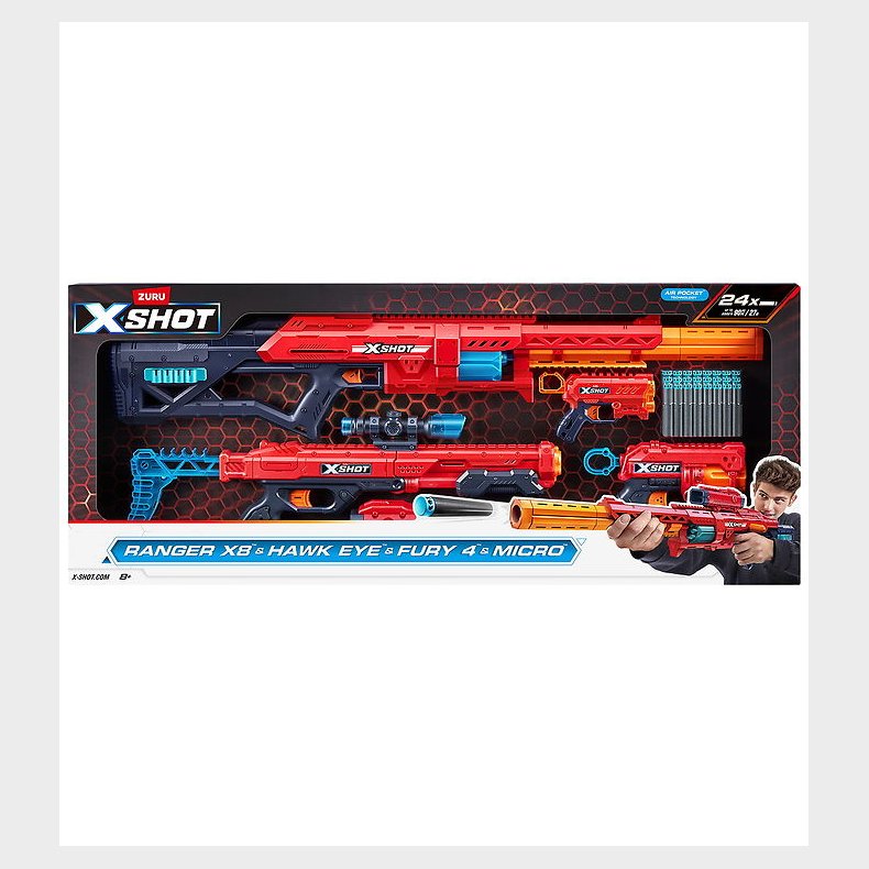 X-SHOT Skumgevrer - Ranger X8 & Hawk Eye & Fury 4 & Micro - Rd