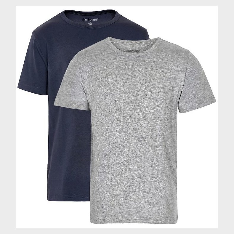 Minymo T-shirt - 2-Pak - Navy/Gr�