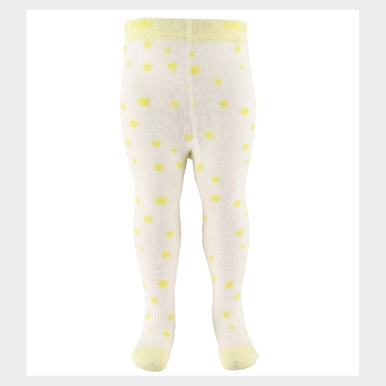Melton Strmpebukser - Hvid/Gul m. Prikker