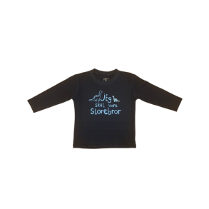 Jeg Skal Vre Storebror T-shirt L/S, Blue Navy Med Sky Blue Print - Jeg skal vre storebror t-shirt - Legekammeraten.dk