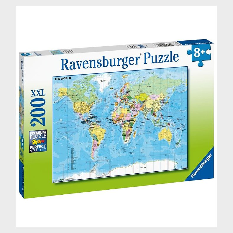 Ravensburger Puslespil - 200 Brikker - Verdenskort