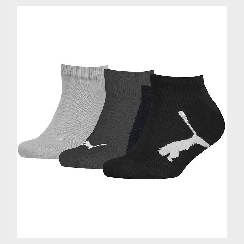 Puma Ankelstrmper - Kids Sneaker - 3-pak - Sort/Mrk Gr/Lys Gr