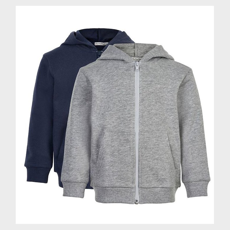 Minymo Cardigan - 2-pak - Gr�meleret/Navy
