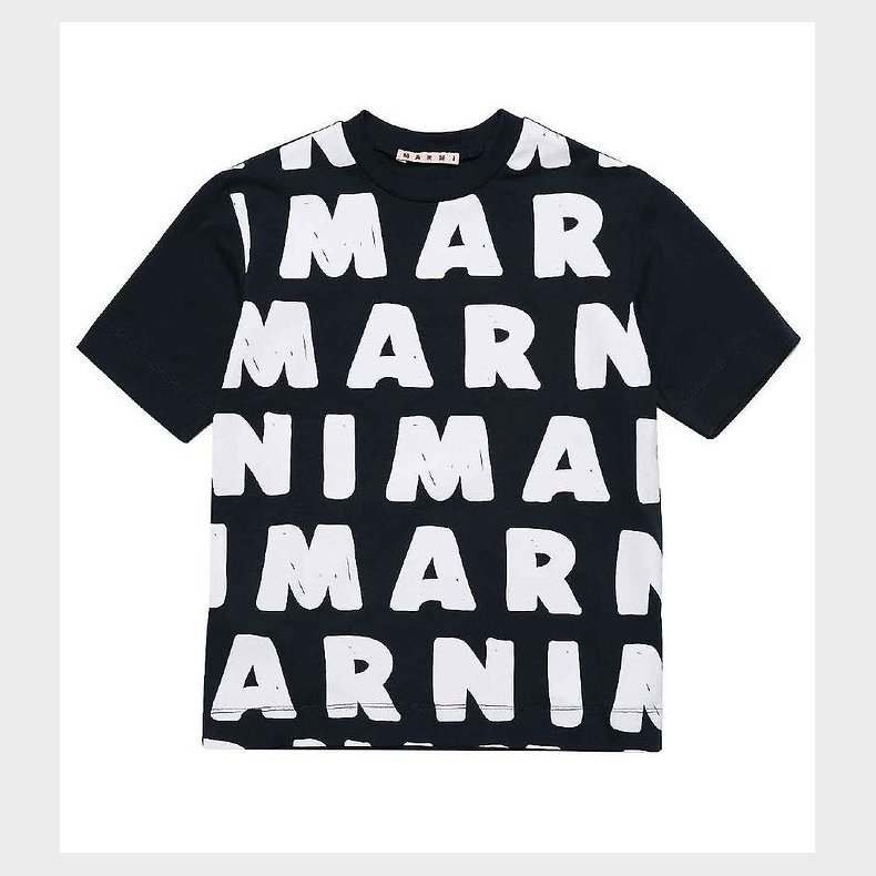 Marni T-shirt - Sort m. AOP Logo