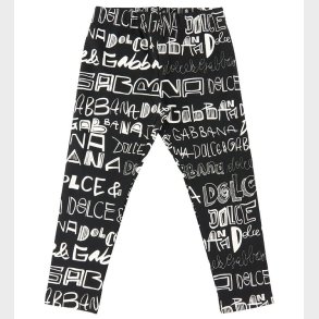 Dolce & Gabbana Leggings - DG Next - Sort m. AOP Logo
