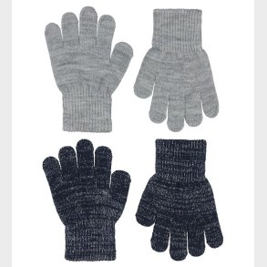 Melton Handsker - Strik - 2-pak - Gr/Navy m. Glimmer