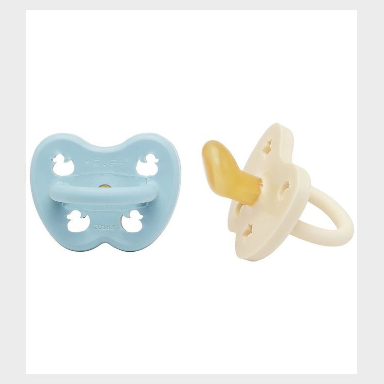 Hevea Sutter - 0-3 mdr - 2-pak - Naturgummi - Baby Blue/Milky Wh