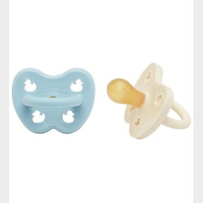 Hevea Sutter - 0-3 mdr - 2-pak - Naturgummi - Baby Blue/Milky Wh