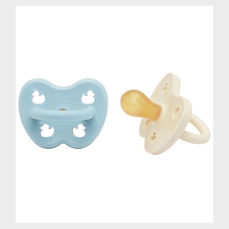 Hevea Sutter - 0-3 mdr - 2-pak - Naturgummi - Baby Blue/Milky Wh