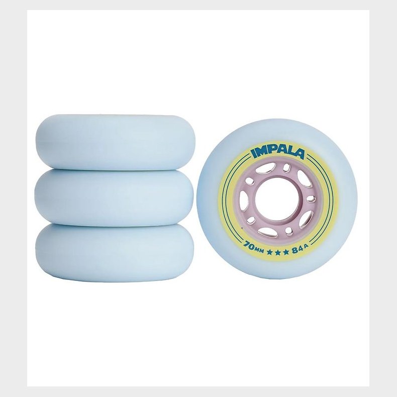 Impala Hjul - 4-pak - 70 mm - Sky Blue/Gul