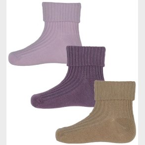 Minymo Str�mper - 3-Pak - Rib - Very Grape